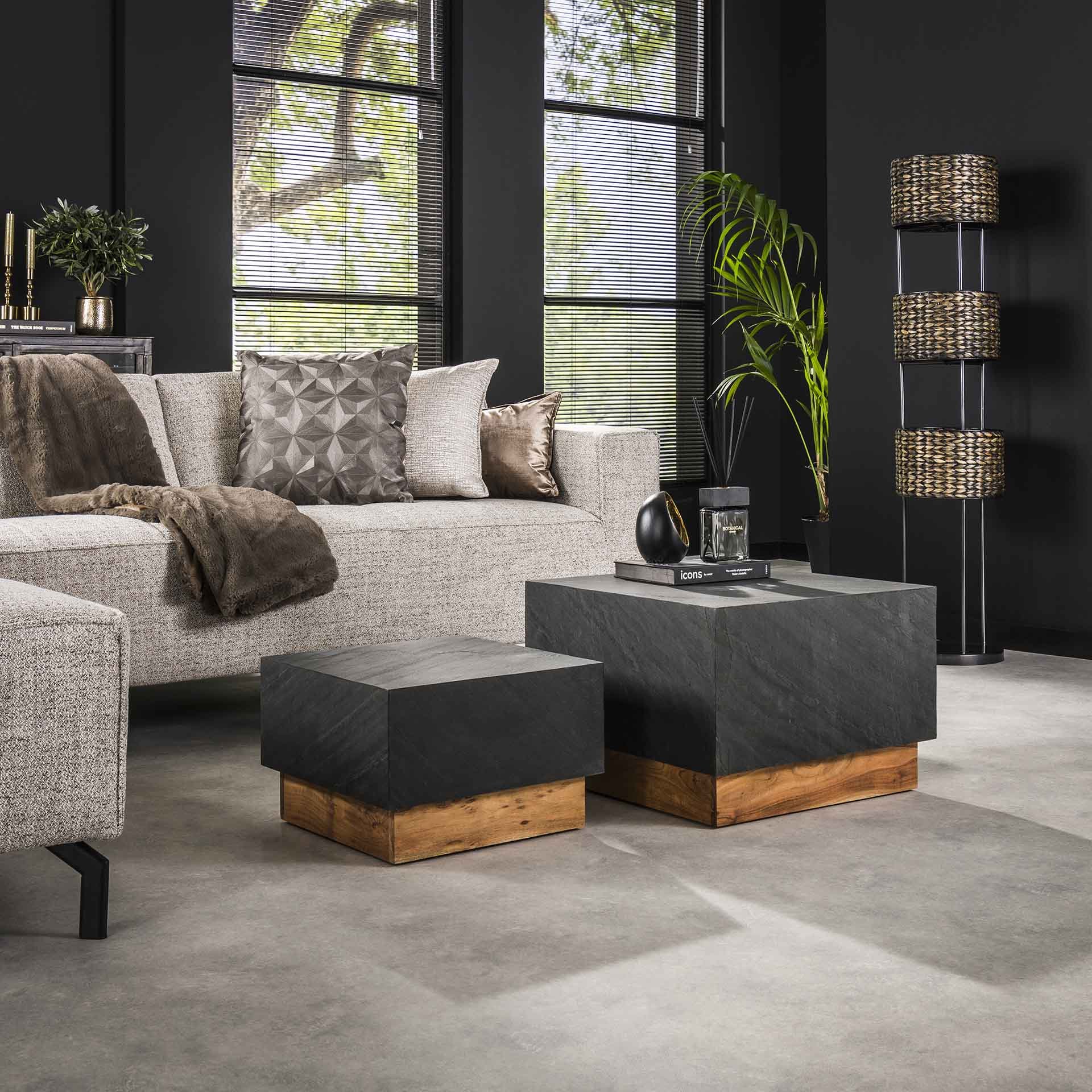 Salontafel set/2 Blox Slate Leisteen