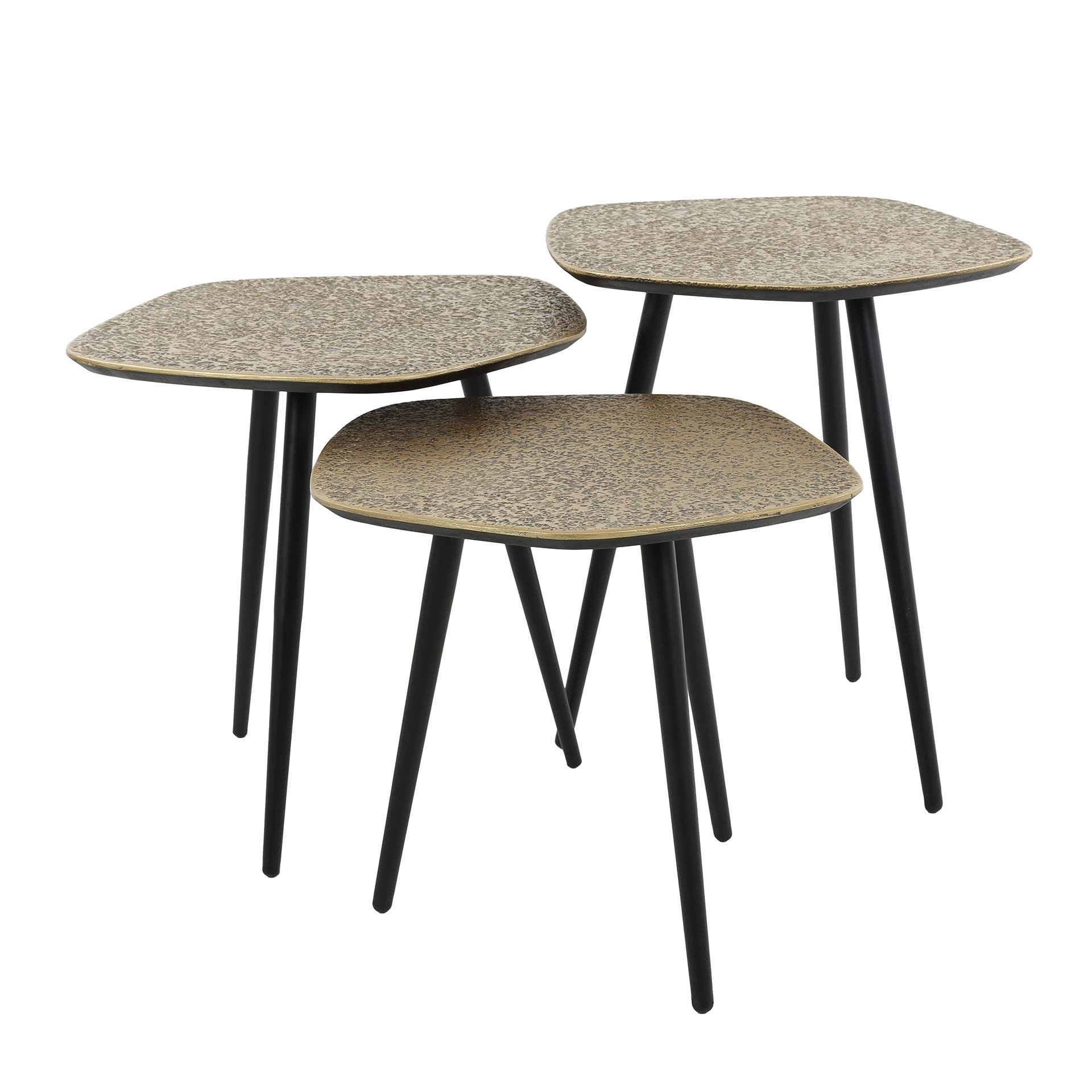 Salontafel set/3 driehoekig Metallic Brons antiek