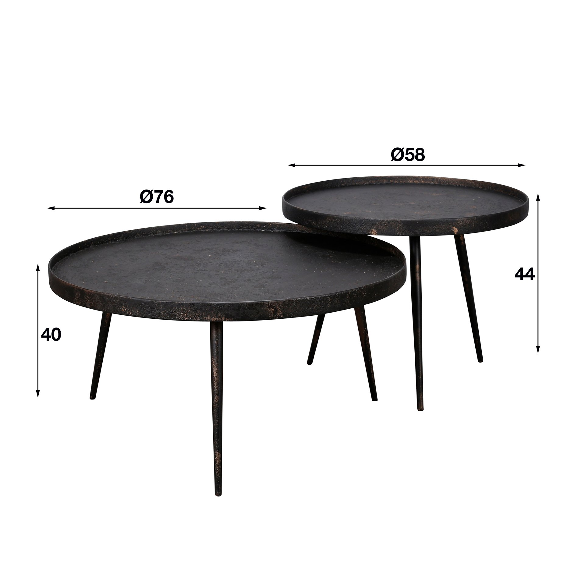 Salontafel set/2 rond Metallic Grijs