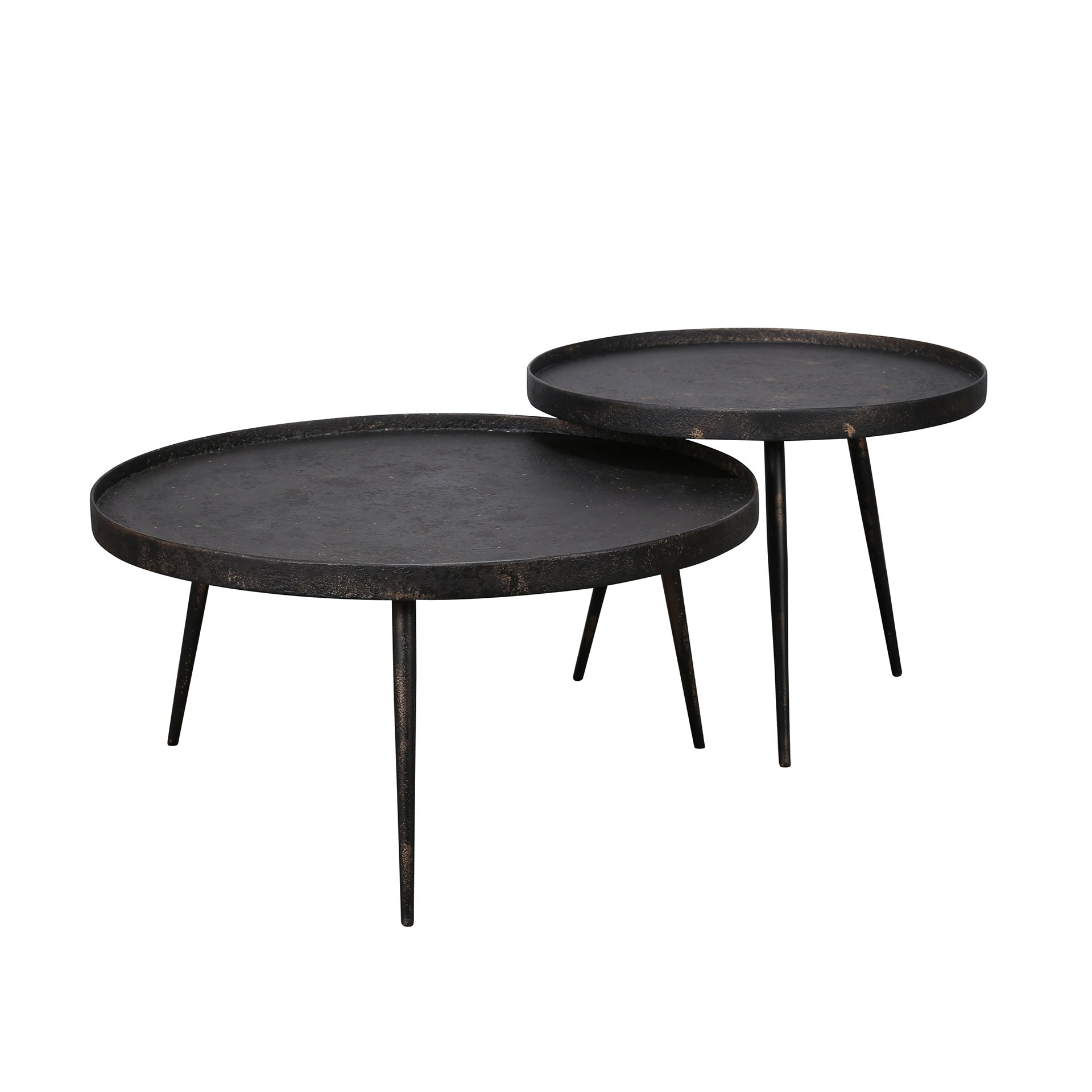 Salontafel set/2 rond Metallic Grijs