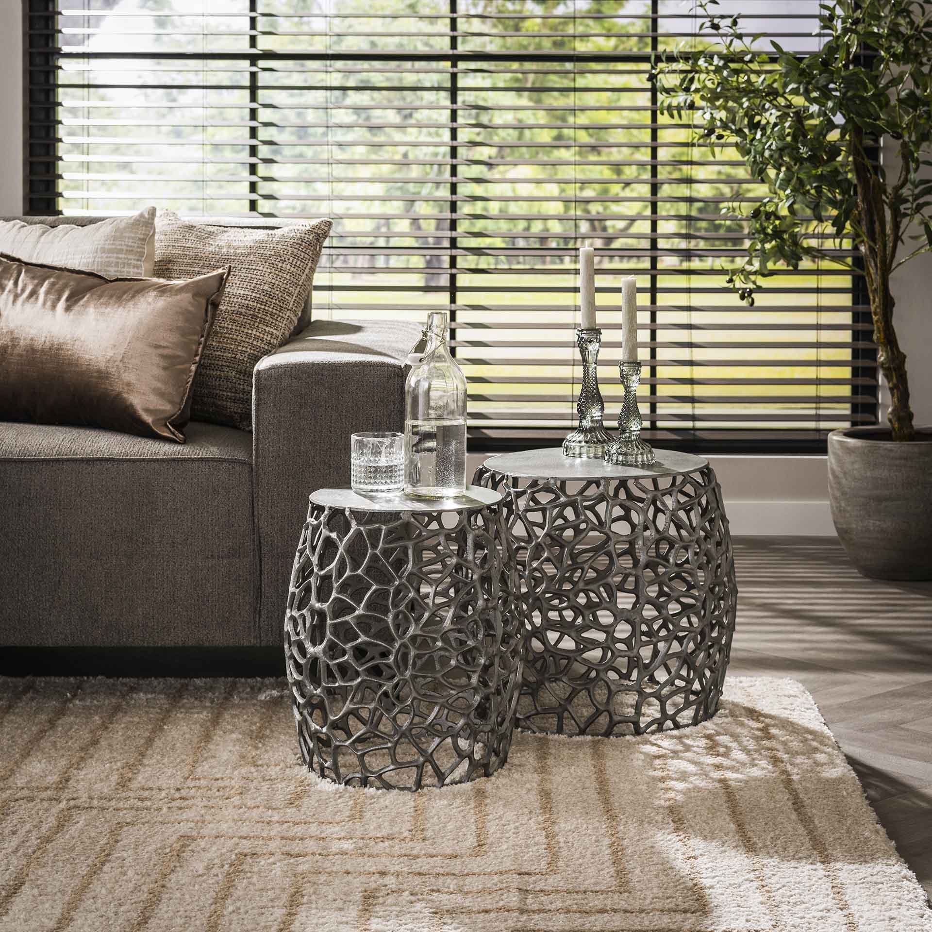 Bijzettafel set/20 Maze zwart nikkel