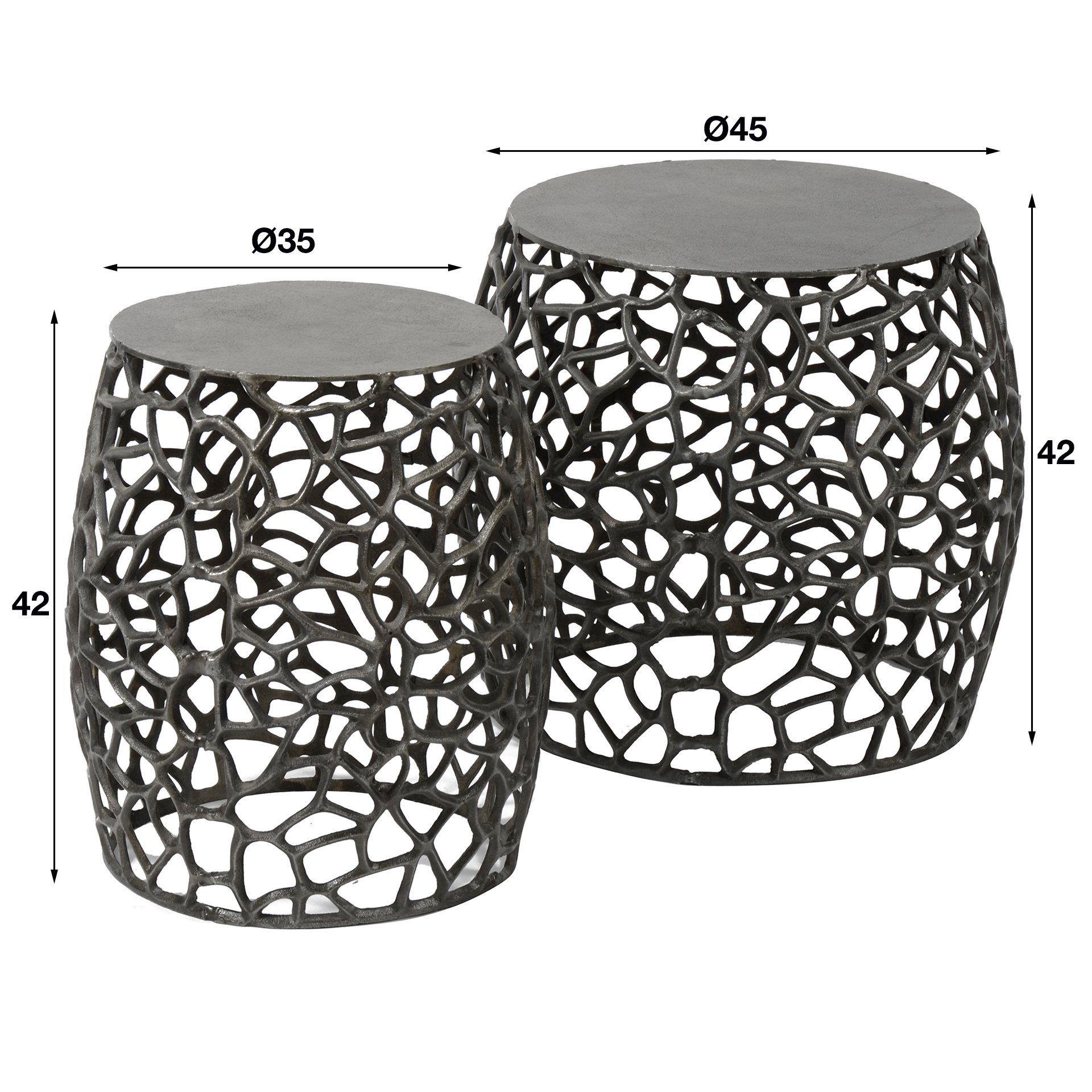 Bijzettafel set/20 Maze zwart nikkel