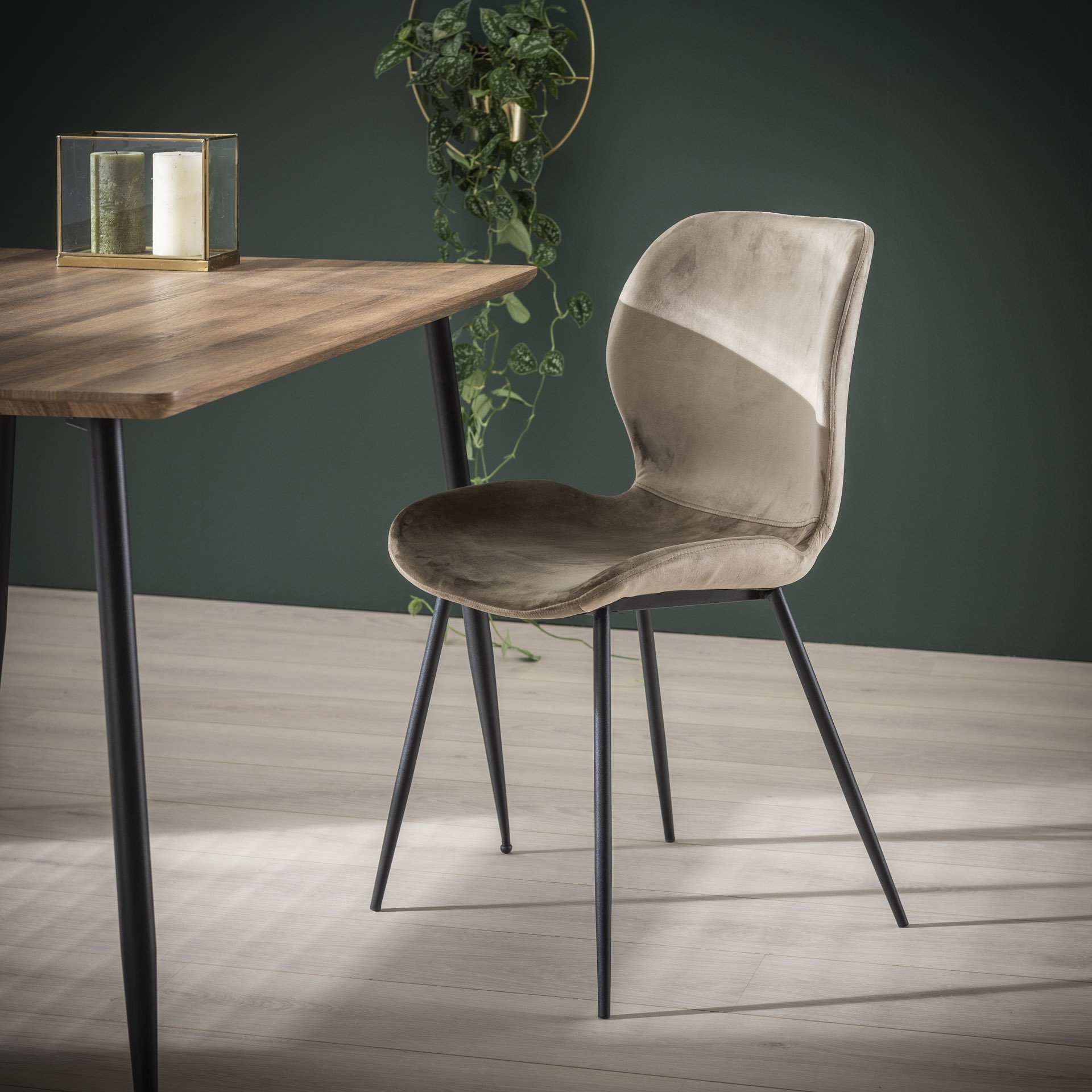 Stoel ronde buis Champagne velours