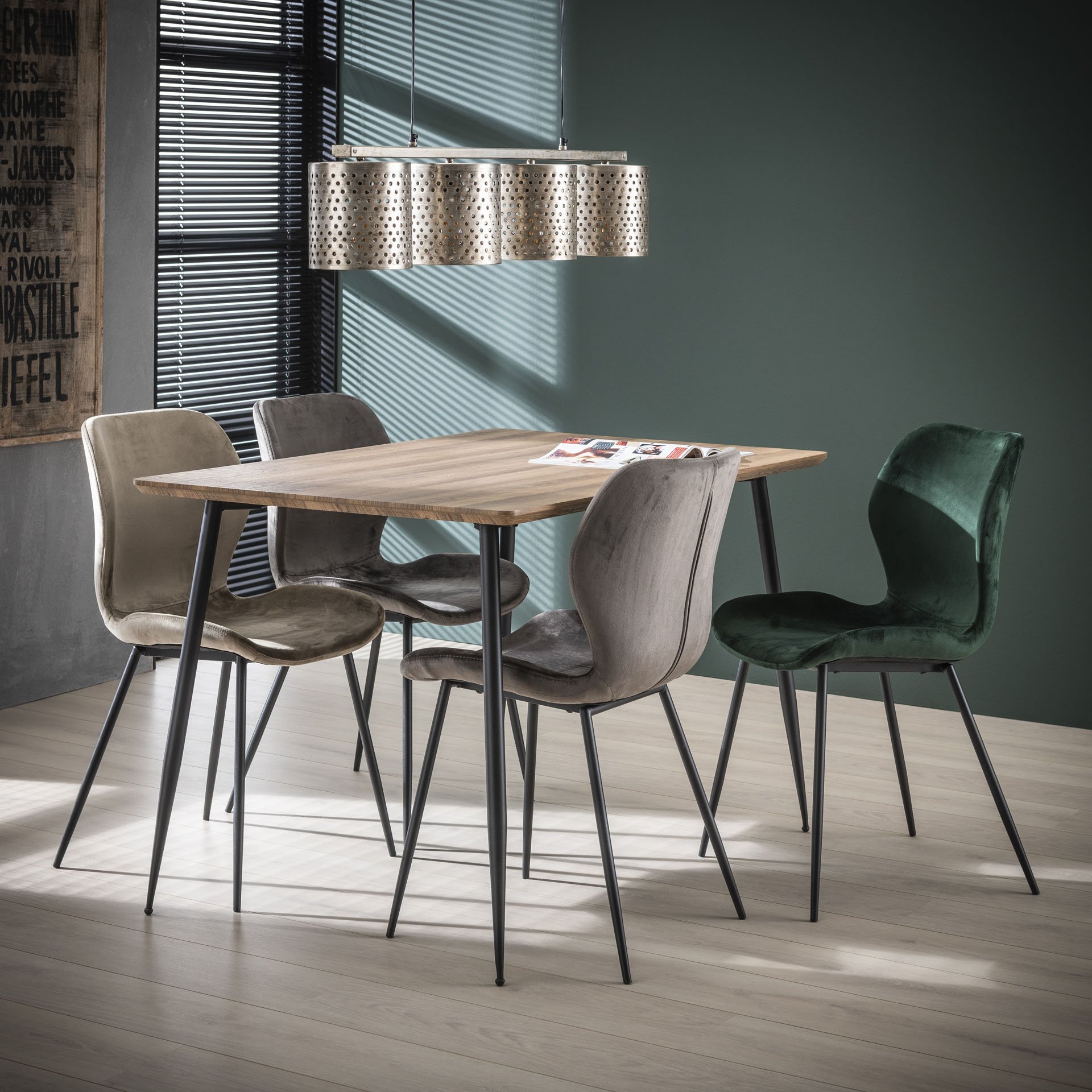 Stoel ronde buis Champagne velours