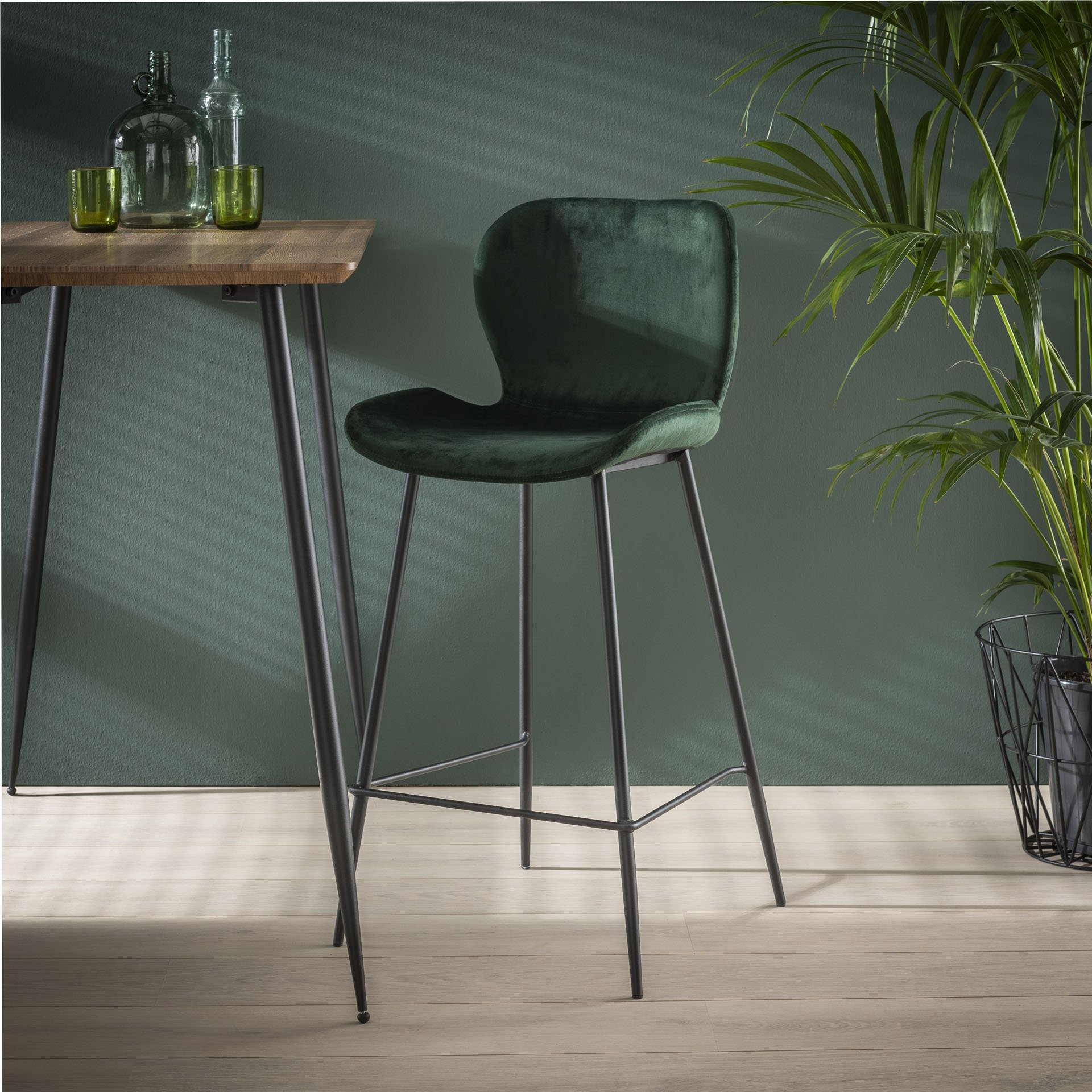 Barstoel ronde buis VPE4 Groen velours