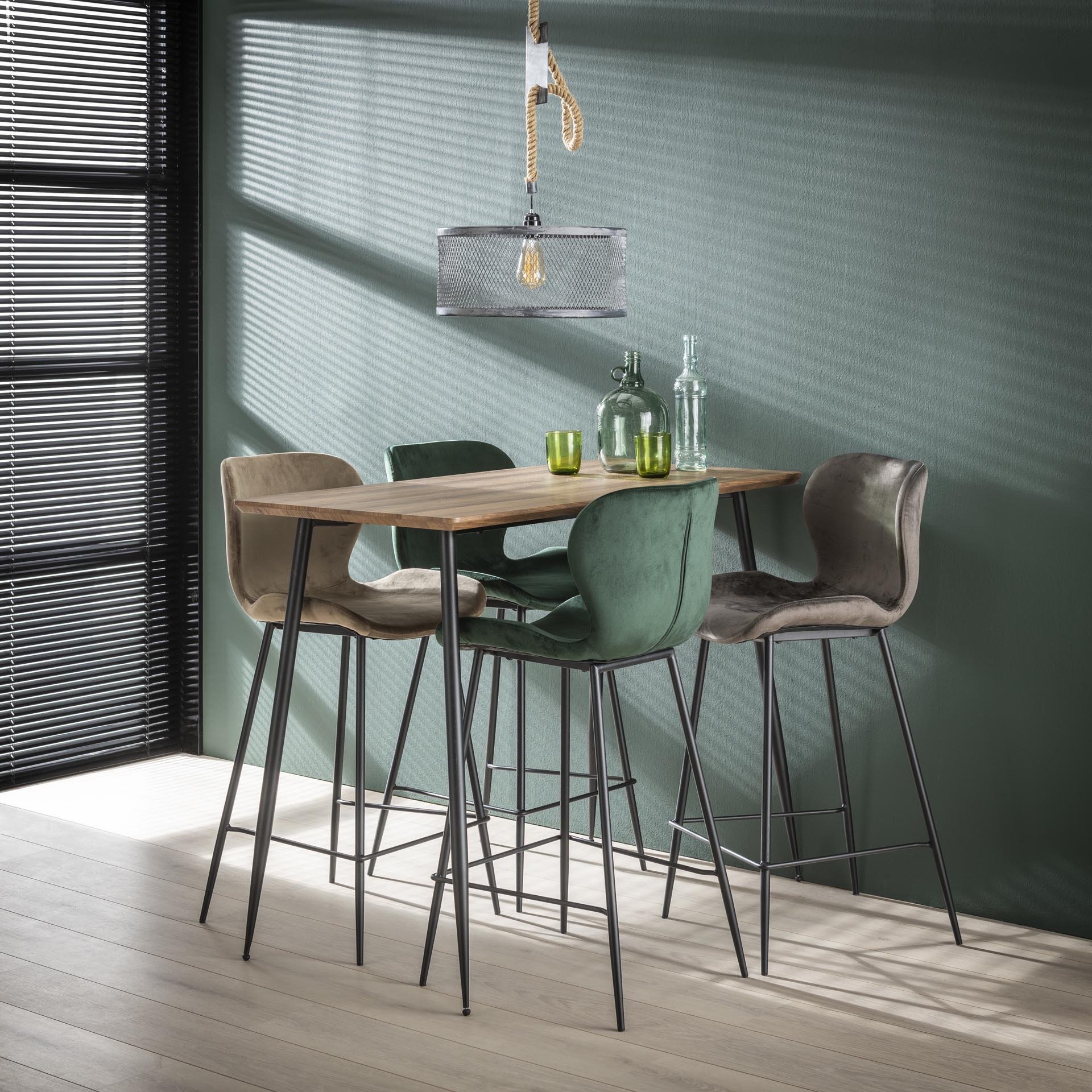 Barstoel ronde buis VPE4 Groen velours