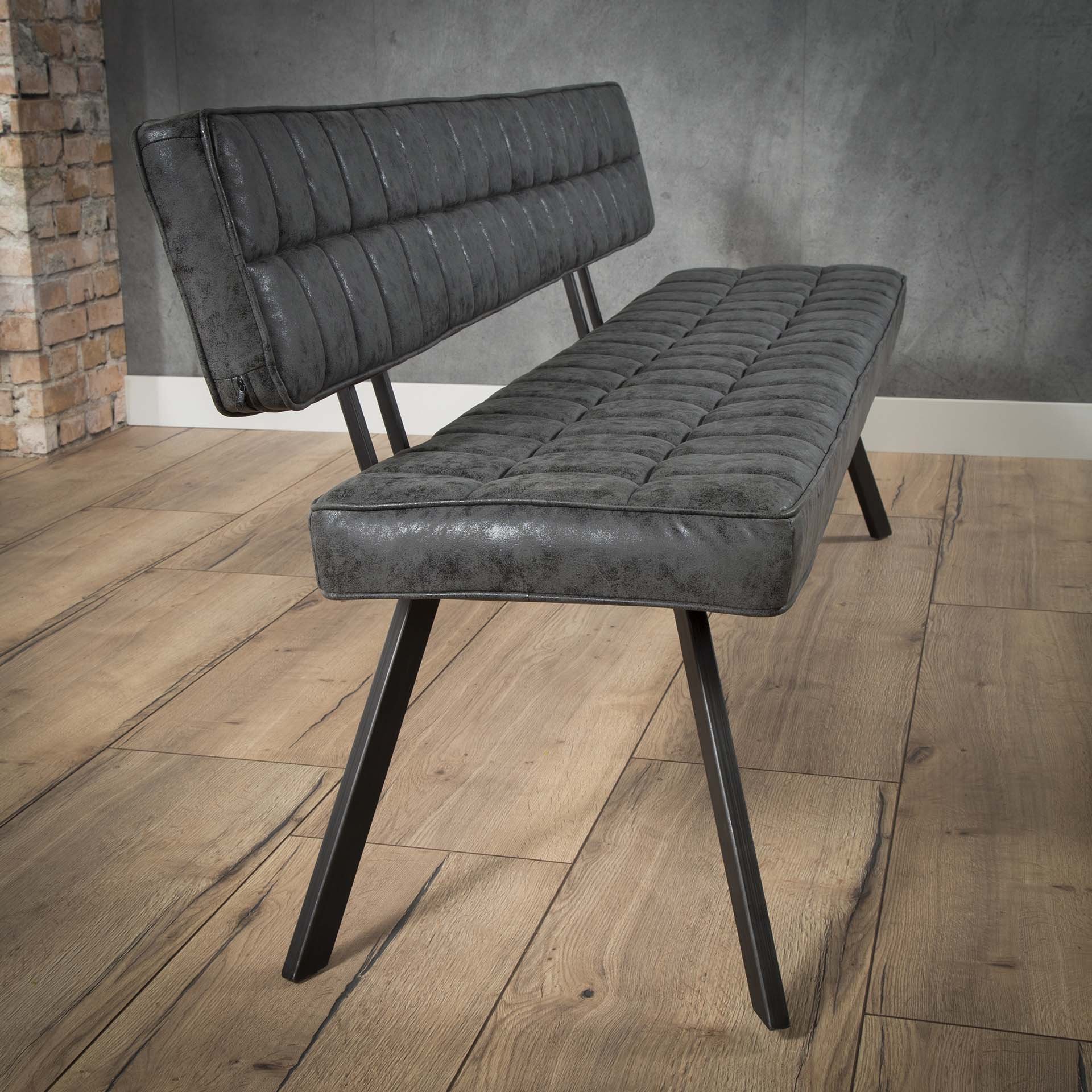 Eetkamerbank wax 180 cm zwart