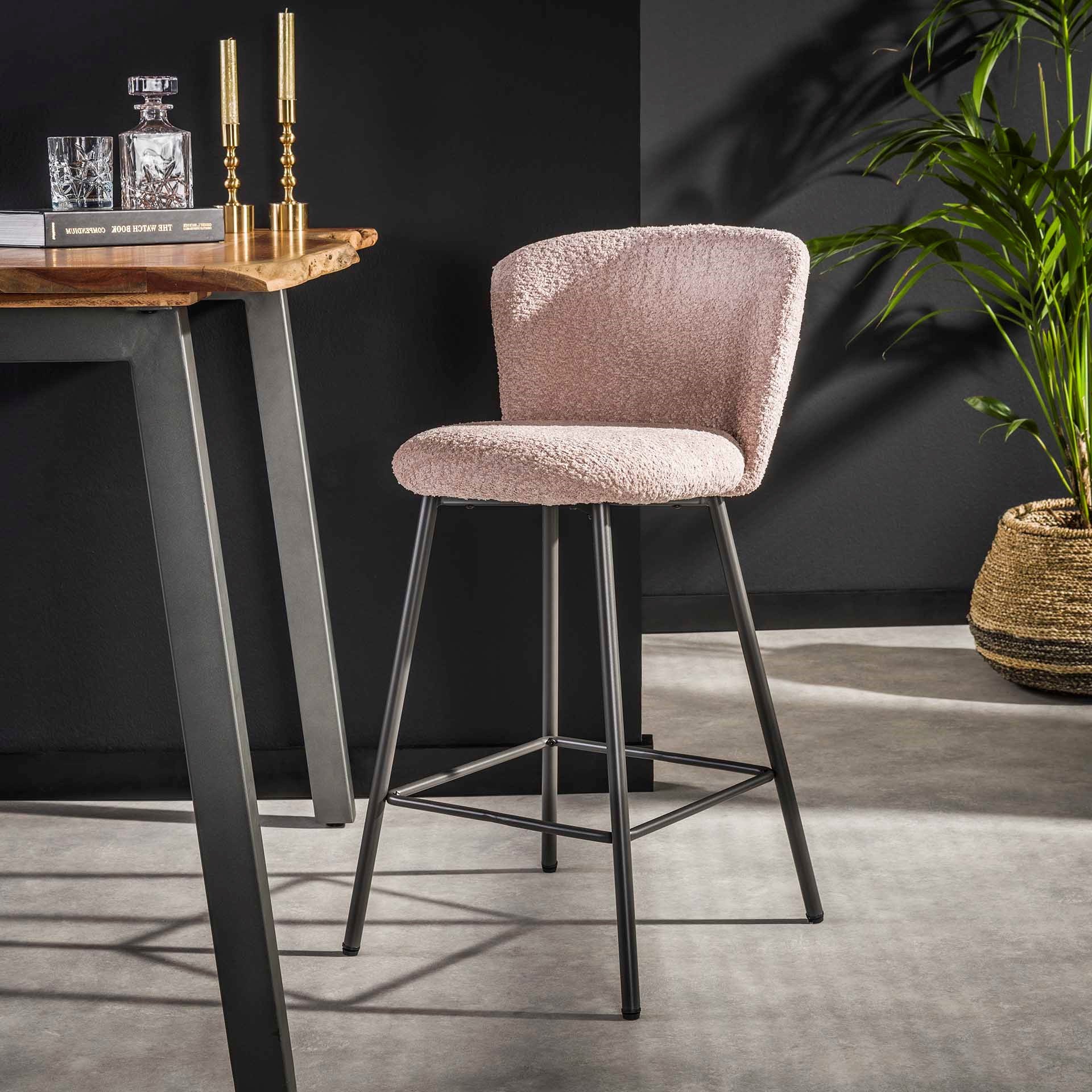Barstoel Curve Boucle roze