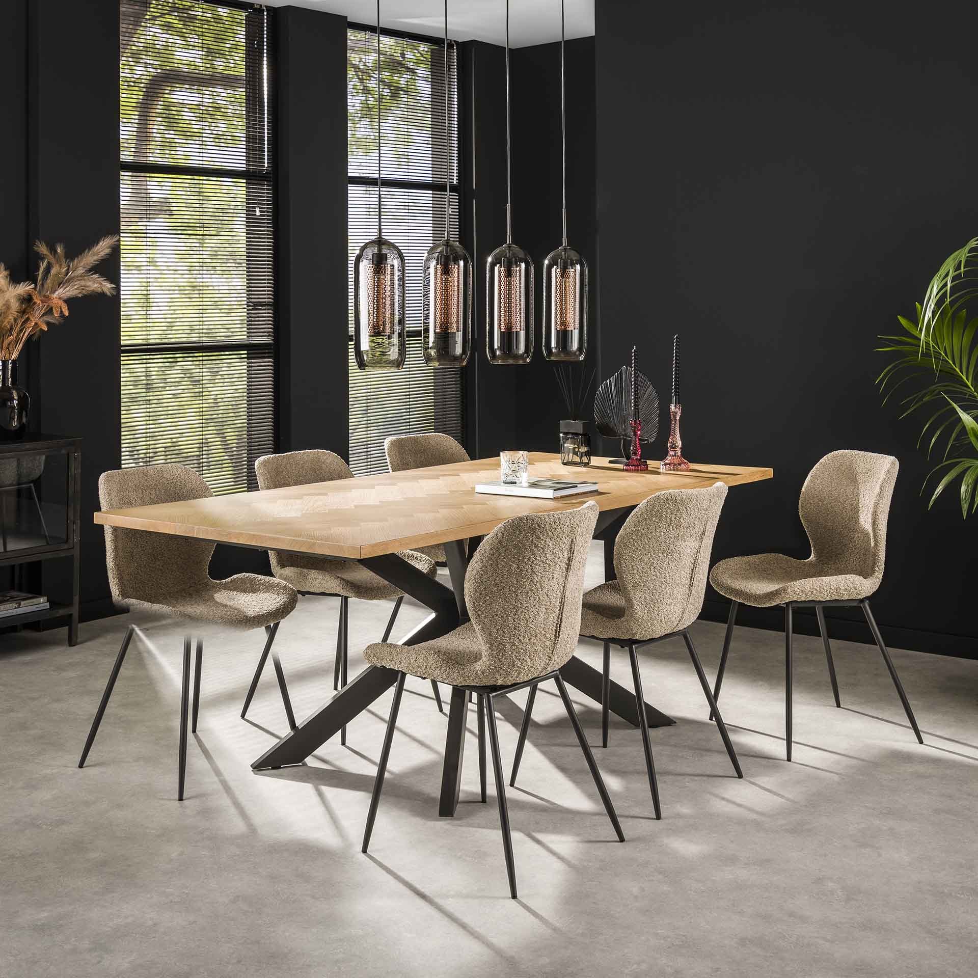 Eetkamertafel visgraat 200 x 100 naturel