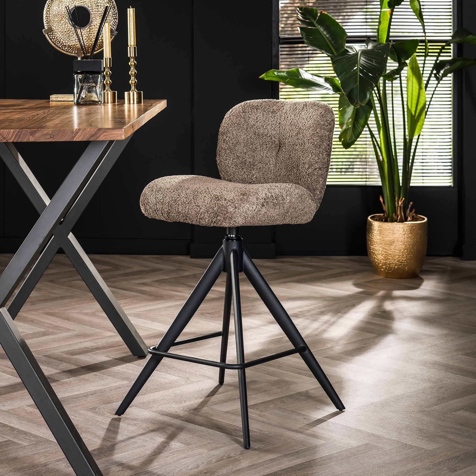 Barstoel comfort draaibaar Boucle taupe