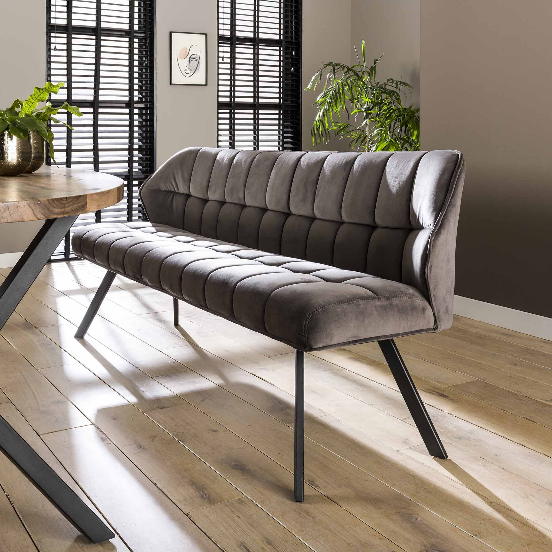 Eetkamerbank raster 180 cm antraciet