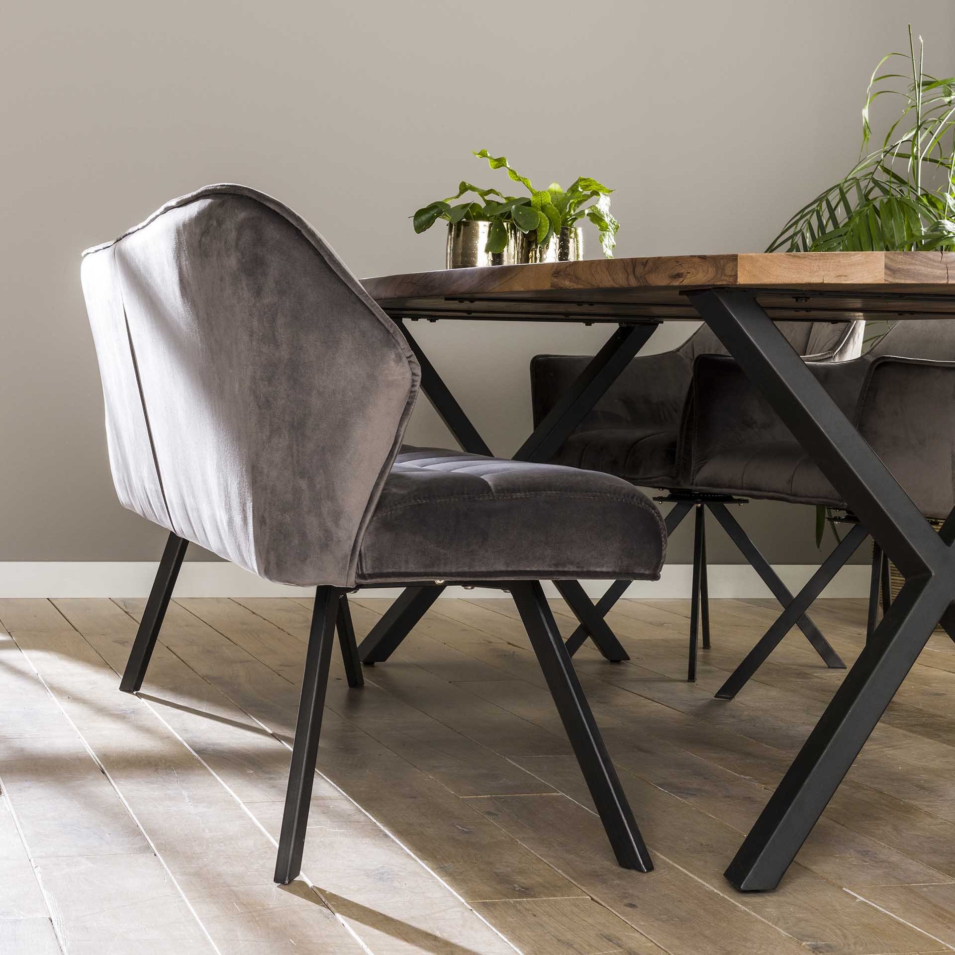 Eetkamerbank raster 180 cm antraciet