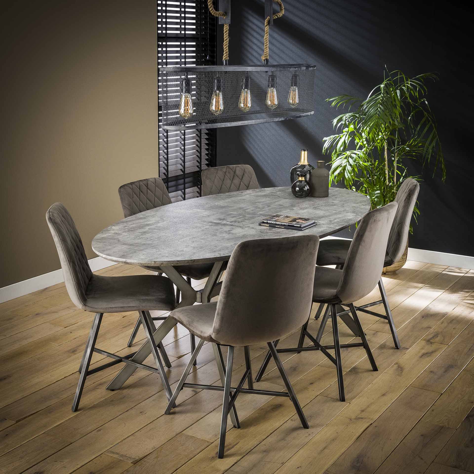 Eetkamertafel ovaal 200 grijs