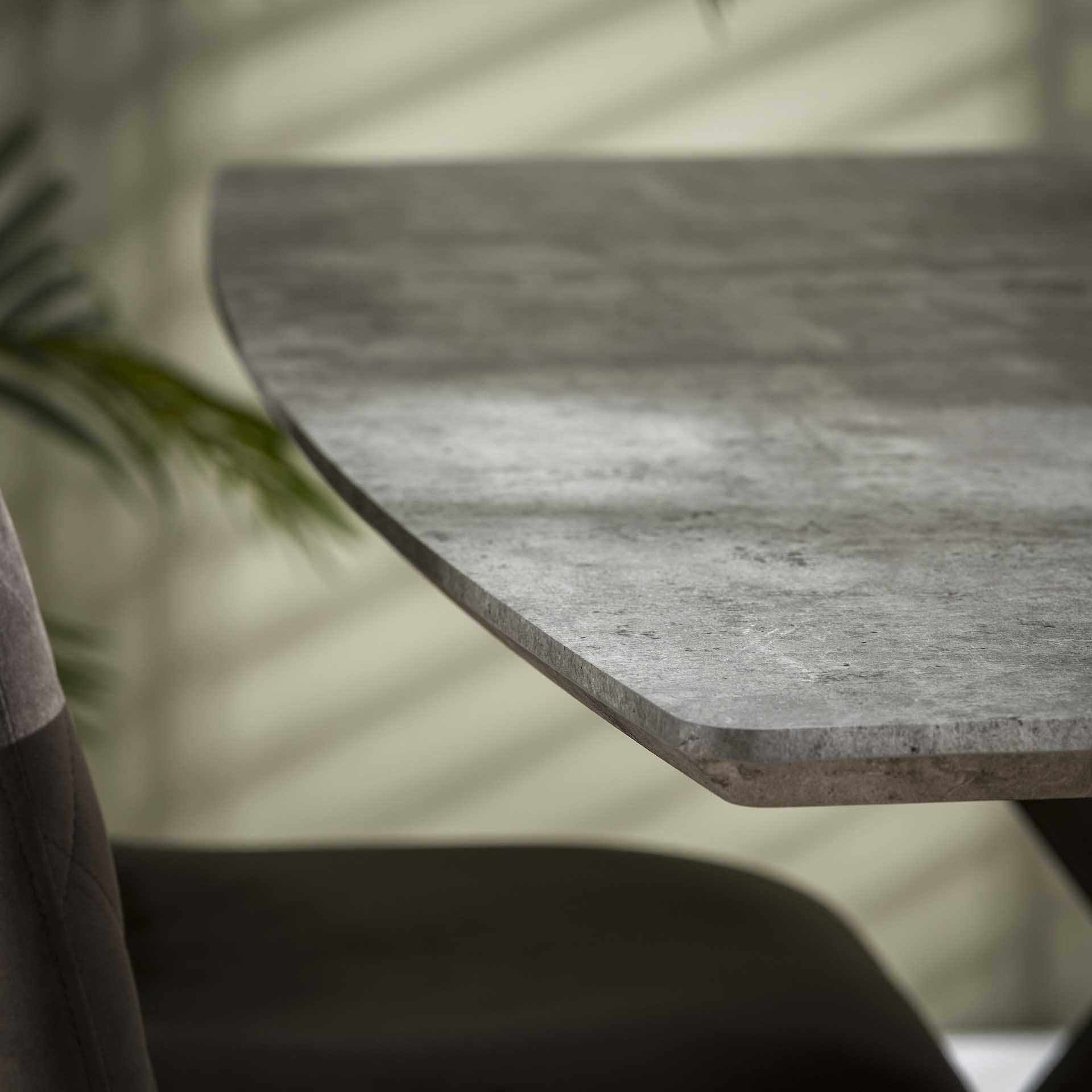 Eetkamertafel ovaal 160 betonlook grijs
