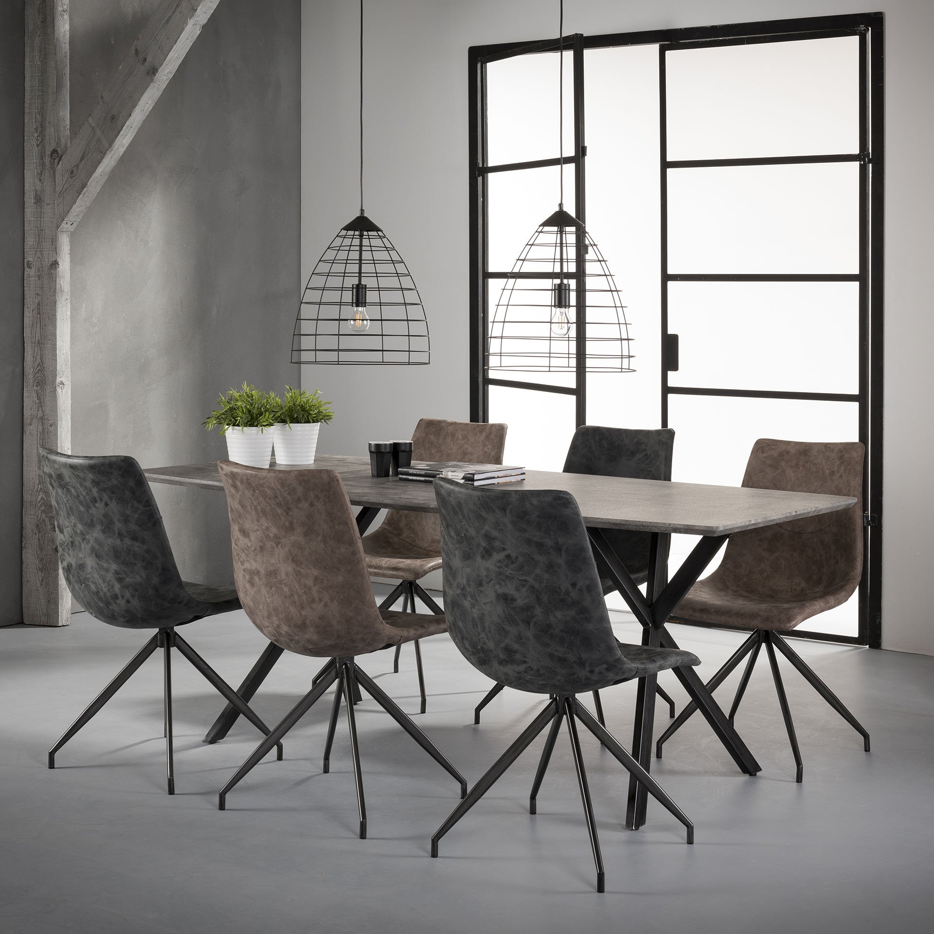 Eetkamertafel ovaal 190 betonlook grijs