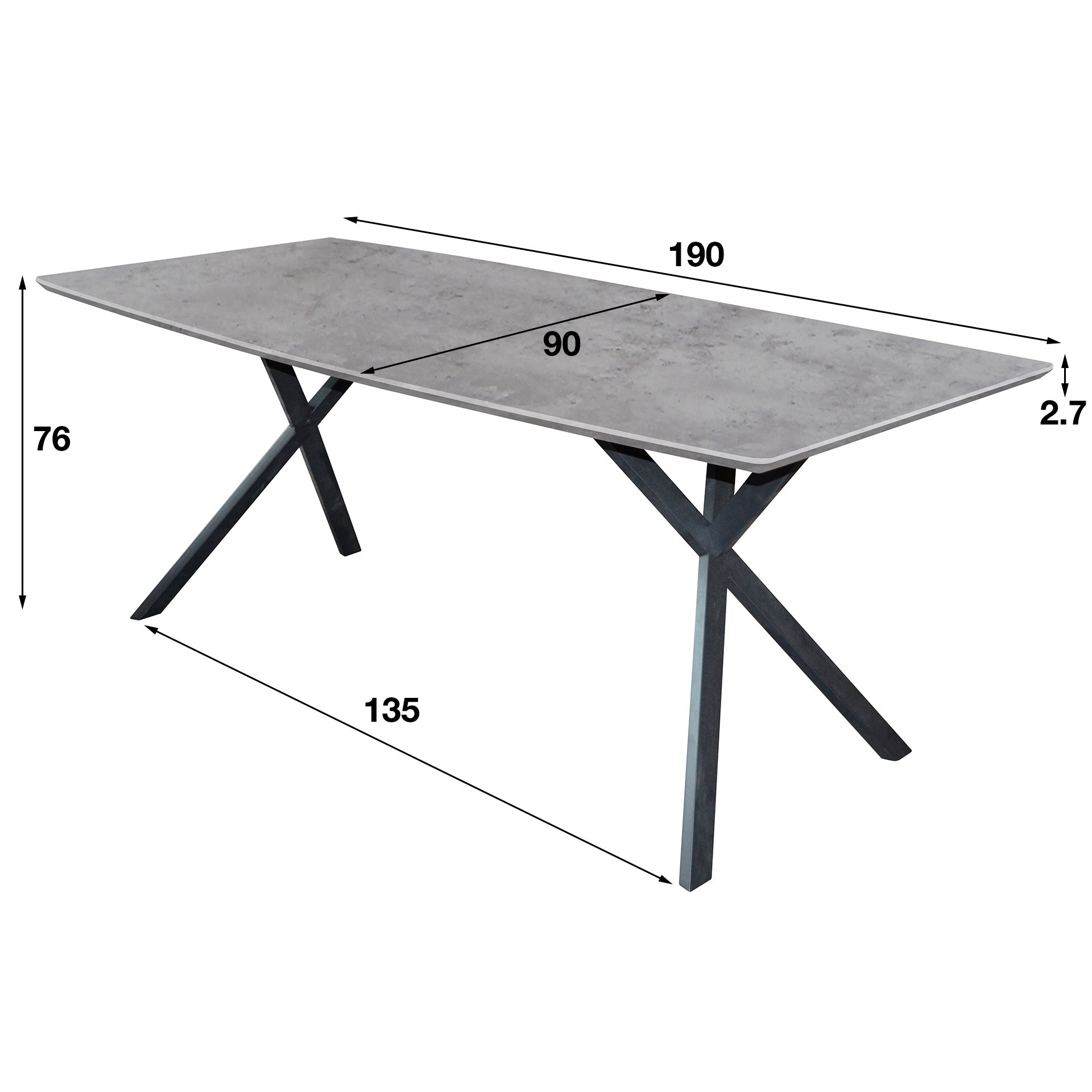 Eetkamertafel ovaal 190 betonlook grijs