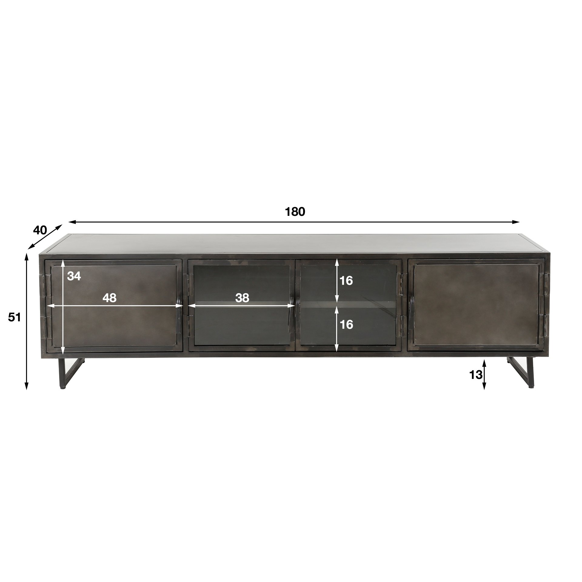 TV-meubel Rift 180 x 50 Rift metal