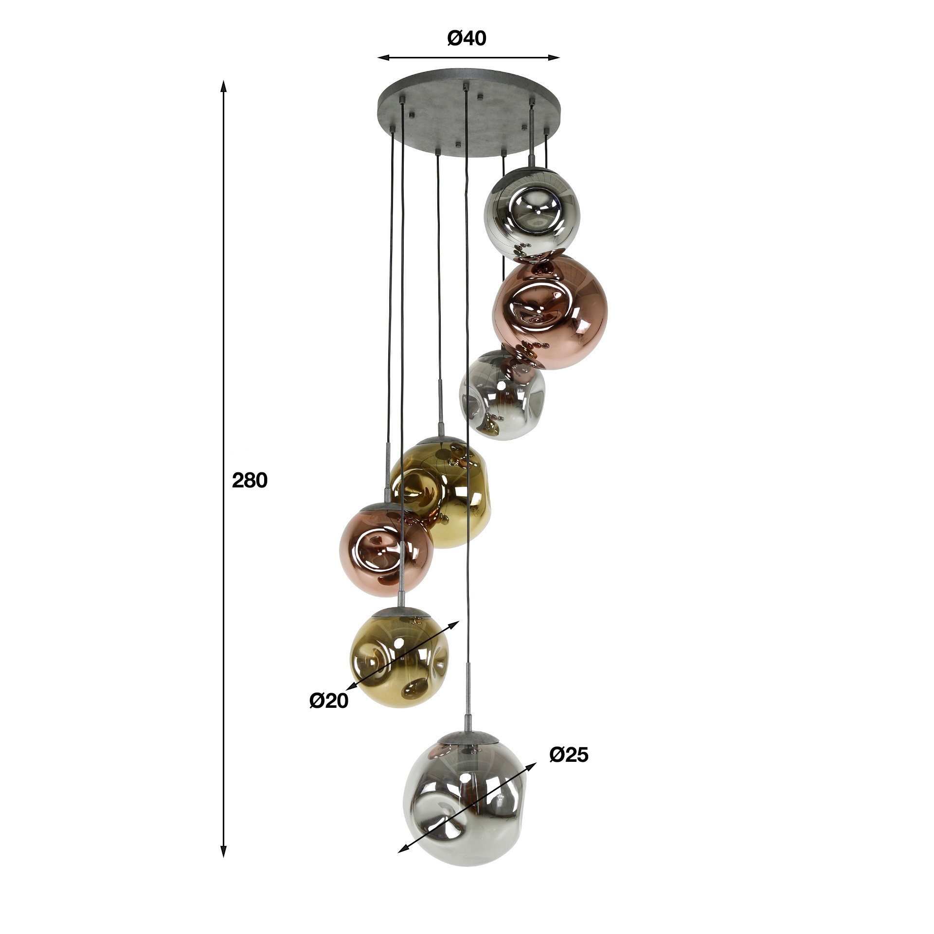 Hanglamp Stellar 7L oud zilver