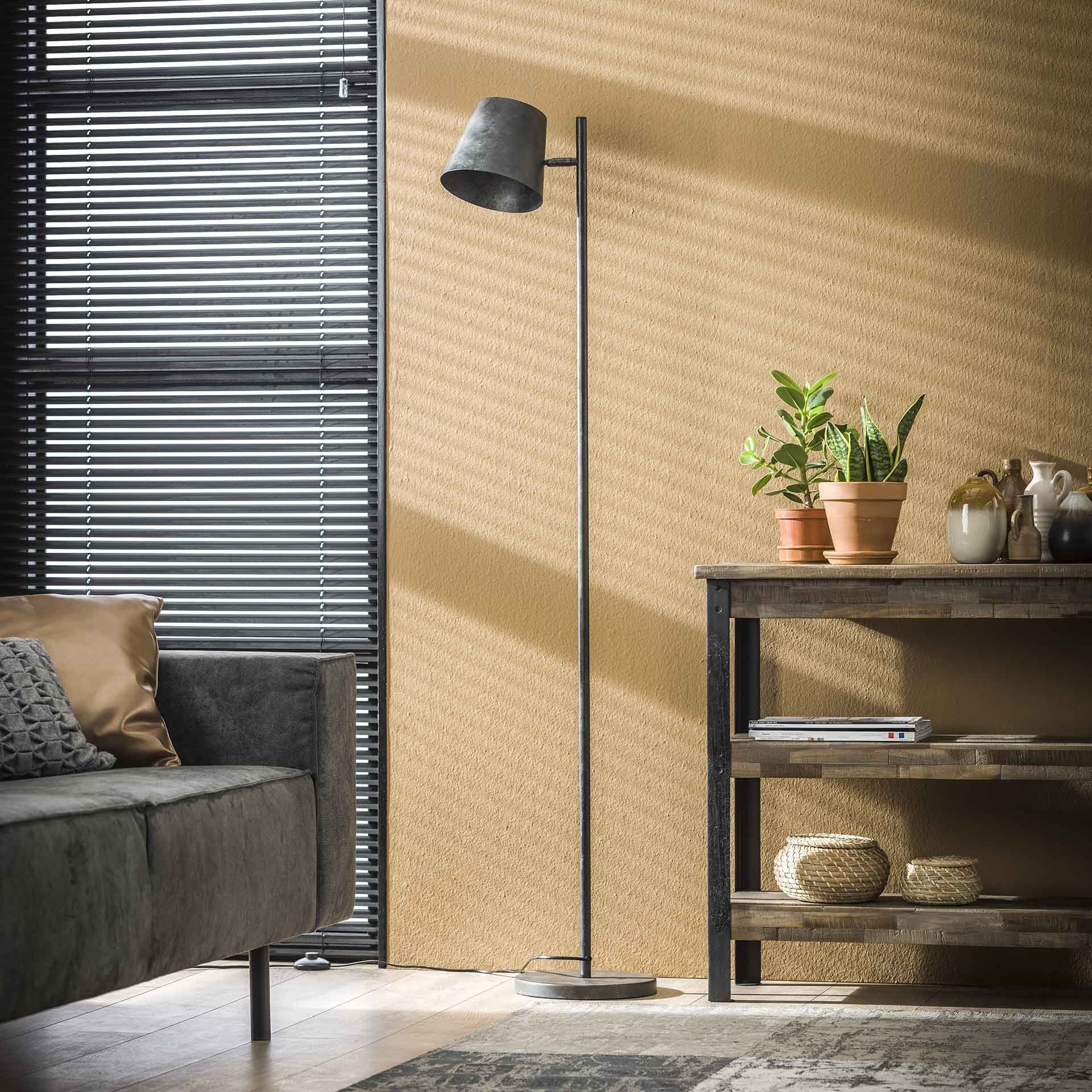 Vloerlamp 1L verstelbare metalen kap Charcoal