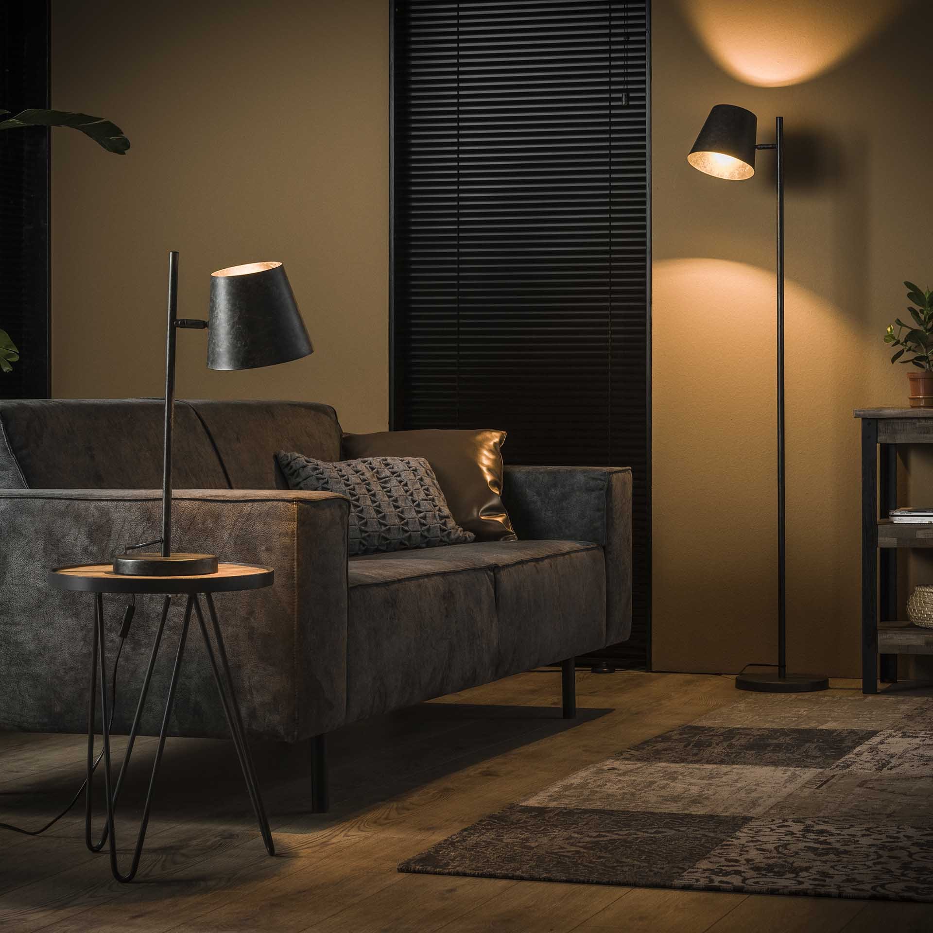 Vloerlamp 1L verstelbare metalen kap Charcoal