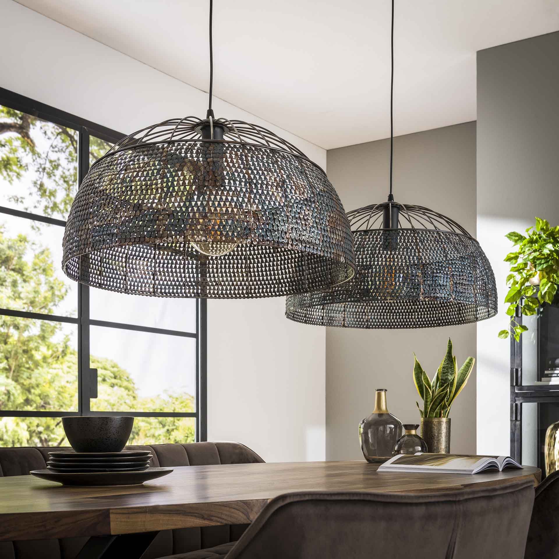 Hanglamp Armor 2L Ø60 zwart bruin