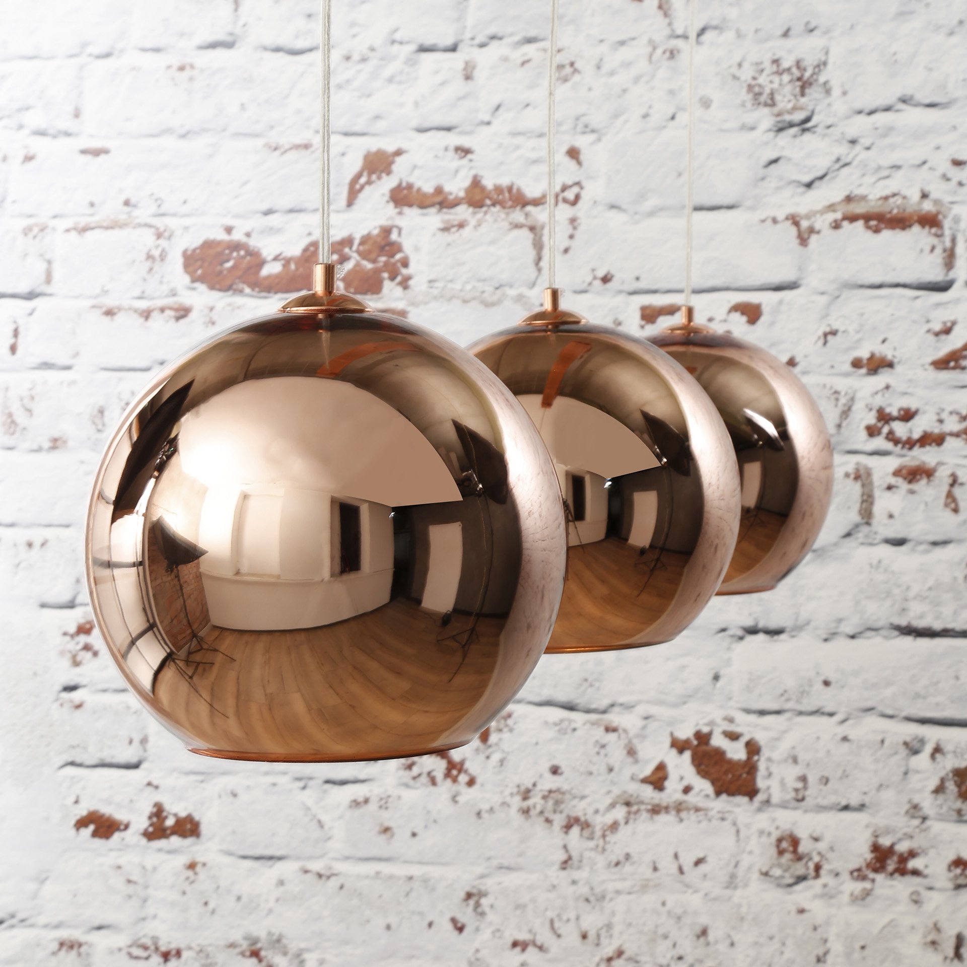 Hanglamp 3L Globe Koper