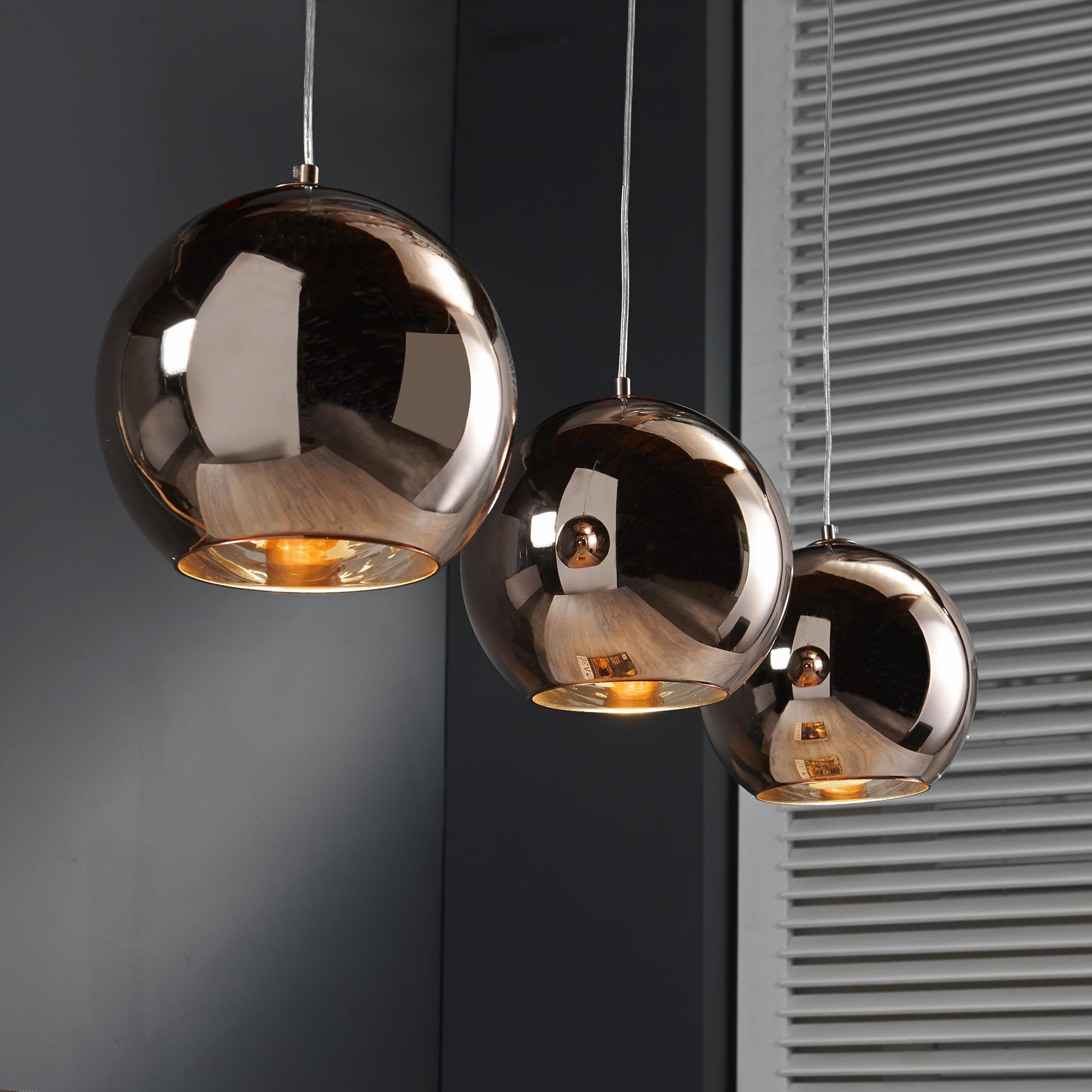 Hanglamp 3L Globe Koper