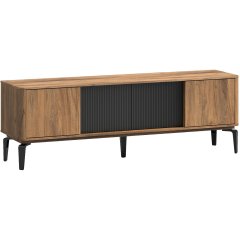 TV-meubel Lodetto 4 deuren in melamine brushed walnut nature