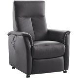 Relaxfauteuil Waver zwart leder smal elektrisch verstelbaar
