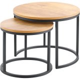Bijzettafelset Budrio set van 2 rond mango decor