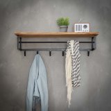 Kapstok edge 6 haken hoedenplank / Massief acacia naturel