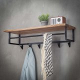 Kapstok edge 6 haken hoedenplank / Massief acacia naturel