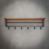 Kapstok edge 6 haken hoedenplank / Massief acacia naturel