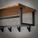 Kapstok edge 6 haken hoedenplank / Massief acacia naturel