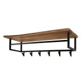 Kapstok edge 6 haken hoedenplank / Massief acacia naturel