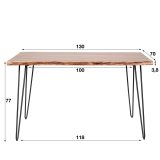 Eetkamertafel edge 130 / Massief acacia naturel