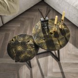 Salontafel set 2/ rond black and gold