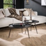 Salontafel set/2 rond Metallic Grijs