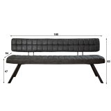 Eetkamerbank wax 180 cm zwart