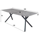 Eetkamertafel ovaal 190 betonlook grijs