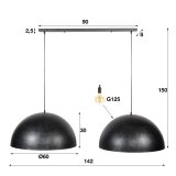 Hanglamp Dome 2x Ø60 charcoal