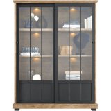 Vitrinekast Ladonia Old Teak i.c.m. zwart