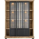 Vitrinekast Ladonia Old Teak i.c.m. zwart