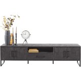 Tv-meubel Piastra zwart mangohout 48x 188 x 40 cm