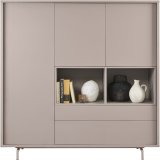 Opbergkast Famosa 3 deurs 2 lades 2 open vakken stone grey decor