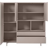 Opbergkast Famosa 3 deurs 2 lades 2 open vakken stone grey decor