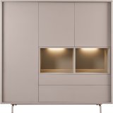 Opbergkast Famosa 3 deurs 2 lades 2 open vakken stone grey decor