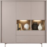 Opbergkast Famosa 3 deurs 2 lades 2 open vakken stone grey decor