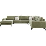 Hoekbank Flandria green, pocketvering i.c.m. visco-schuim