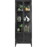 Vitrinekast Carpino 180 x 65 metaal 2 glasdeuren